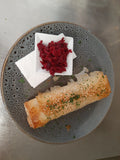 Chicken, Camembert, Cranberry and Cream Cheese Filo Roll